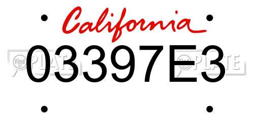03397E3 California License Plate