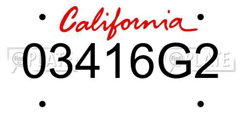03416G2 California License Plate