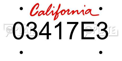 03417E3 California License Plate