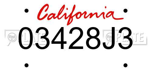 03428J3 California License Plate