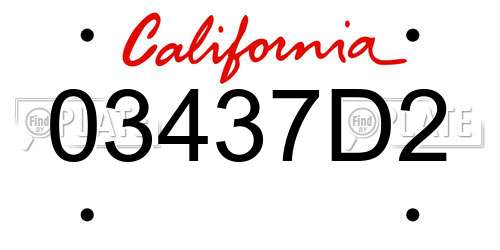 03437D2 California License Plate