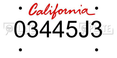 03445J3 California License Plate