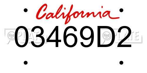 03469D2 California License Plate