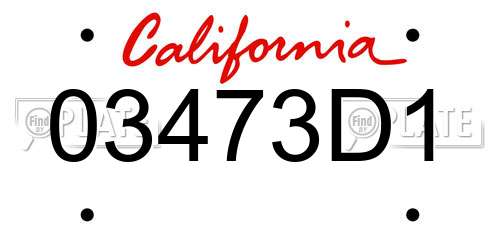 03473D1 California License Plate