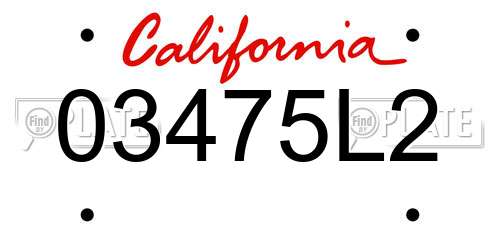 03475L2 California License Plate