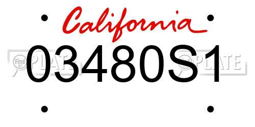 03480S1 California License Plate