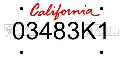 03483K1 California License Plate
