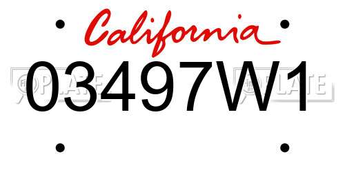 03497W1 California License Plate