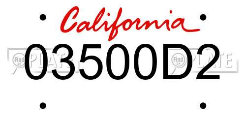 03500D2 California License Plate