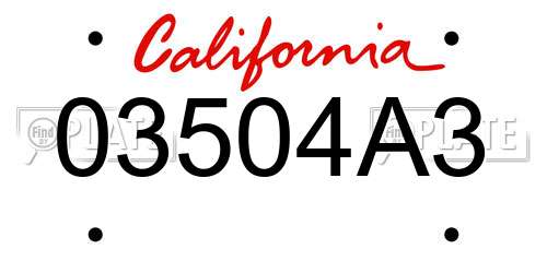 03504A3 California License Plate