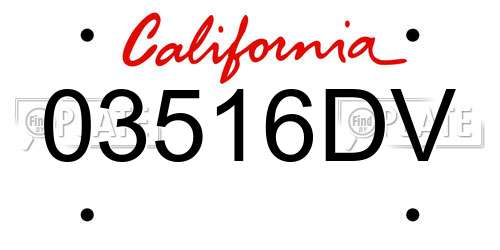 03516DV California License Plate