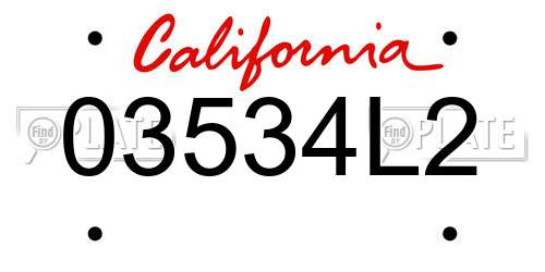 03534L2 California License Plate