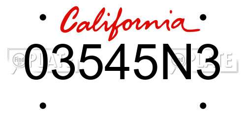 03545N3 California License Plate