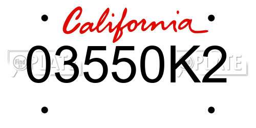03550K2 license plate in CA state