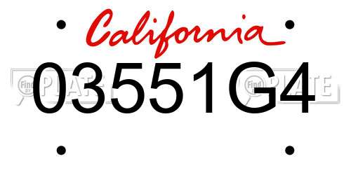 03551G4 California License Plate