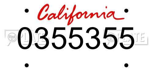 0355355 California License Plate