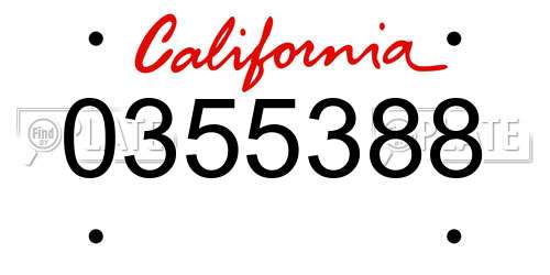 0355388 California License Plate