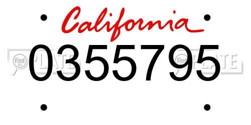 0355795 California License Plate