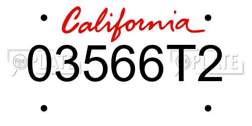 03566T2 California License Plate