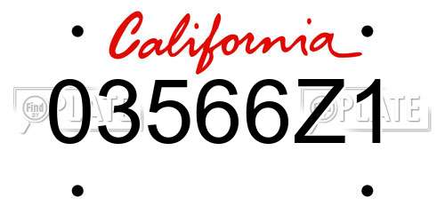 03566Z1 California License Plate