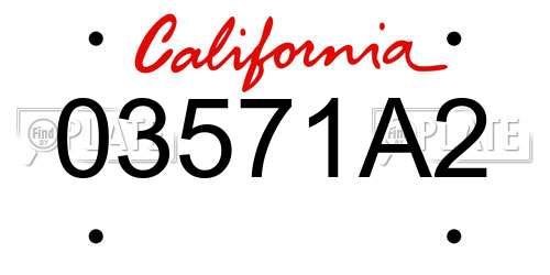 03571A2 California License Plate