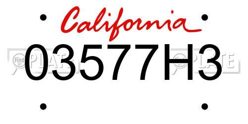03577H3 California License Plate