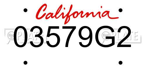 03579G2 California License Plate