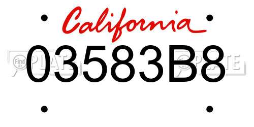 03583B8 California License Plate
