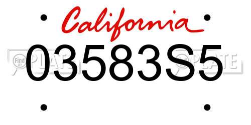 03583S5 California License Plate