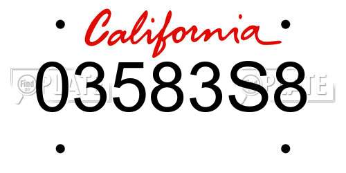 03583S8 California License Plate