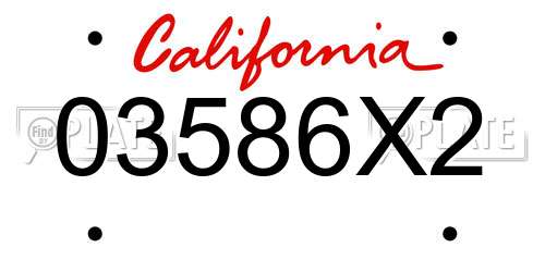 03586X2 California License Plate