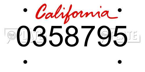 0358795 California License Plate
