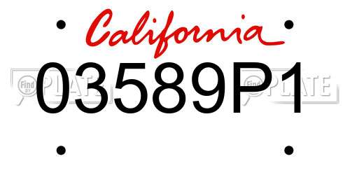 03589P1 California License Plate