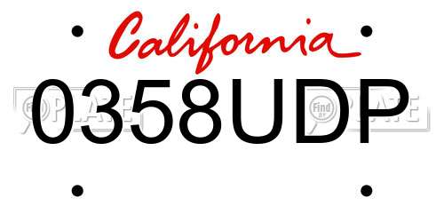 0358UDP California License Plate
