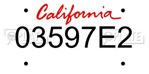 03597E2 California License Plate