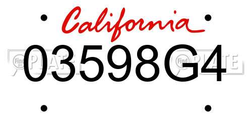 03598G4 California License Plate