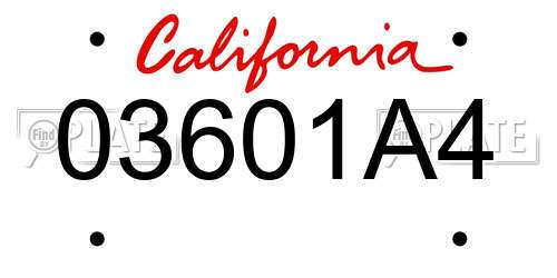 03601A4 California License Plate