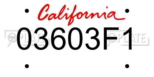 03603F1 California License Plate