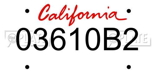 03610B2 California License Plate