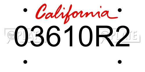 03610R2 California License Plate
