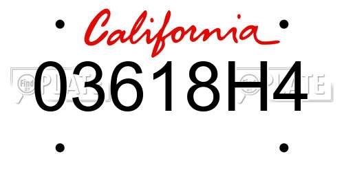 03618H4 California License Plate