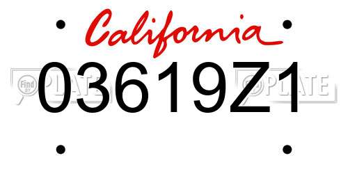 03619Z1 California License Plate