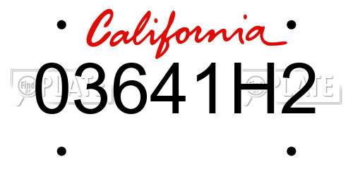03641H2 California License Plate