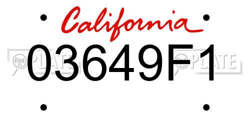 03649F1 California License Plate