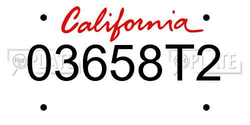 03658T2 California License Plate