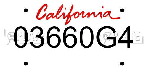 03660G4 California License Plate