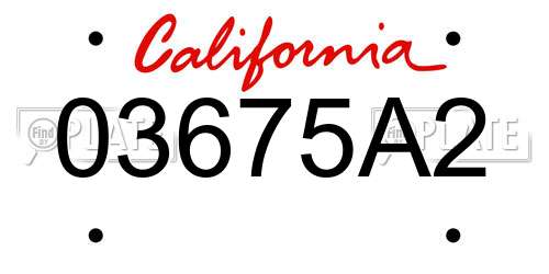 03675A2 California License Plate