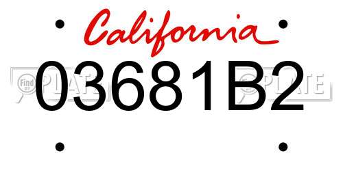 03681B2 California License Plate