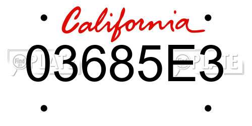 03685E3 California License Plate