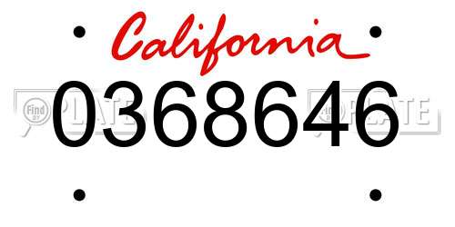 0368646 California License Plate